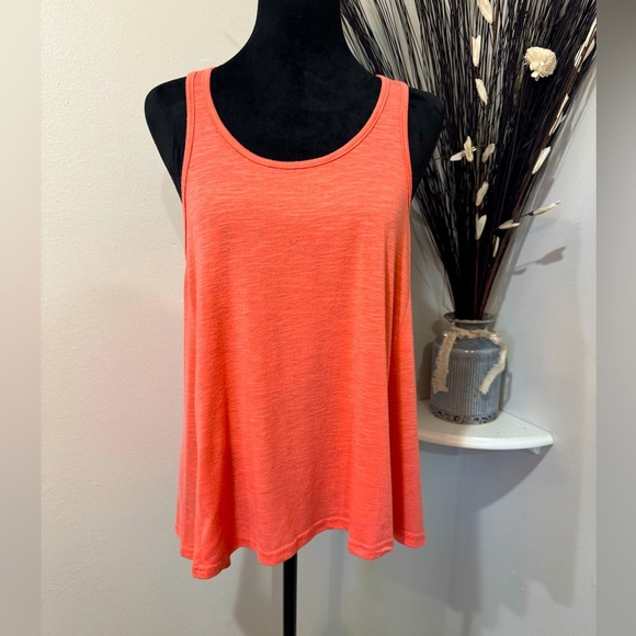 Poof! Sleeveless Coral Tee Shirt backside zipper Size Large - Picture 1 of 8